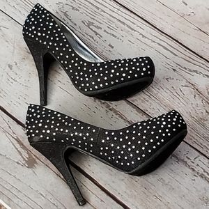 Marichi Mani black glitter aurora borealis stones pumps size 7